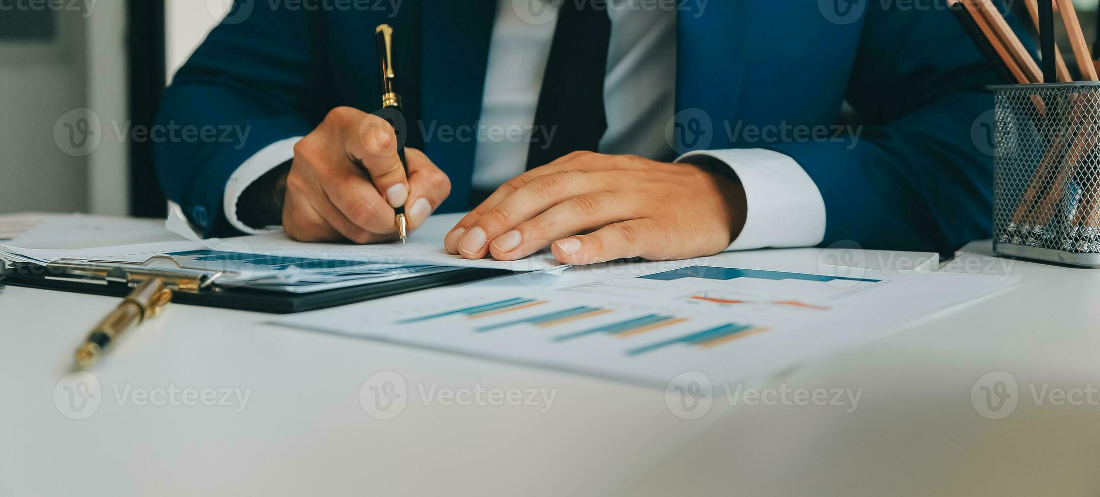 Team of business people working together in the meeting room office, teamwork background charts and graphs banner, double exposure successful teamwork,business planning concept. photo