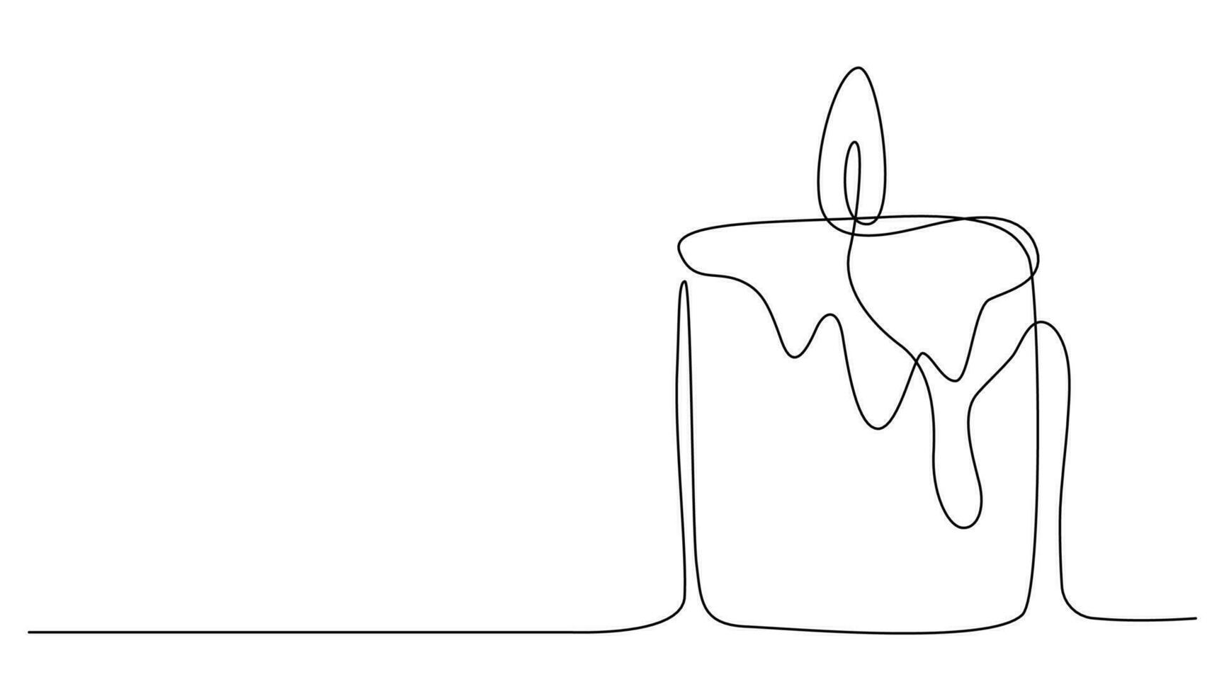 Candle continuous one line drawing art. Vector illustration.