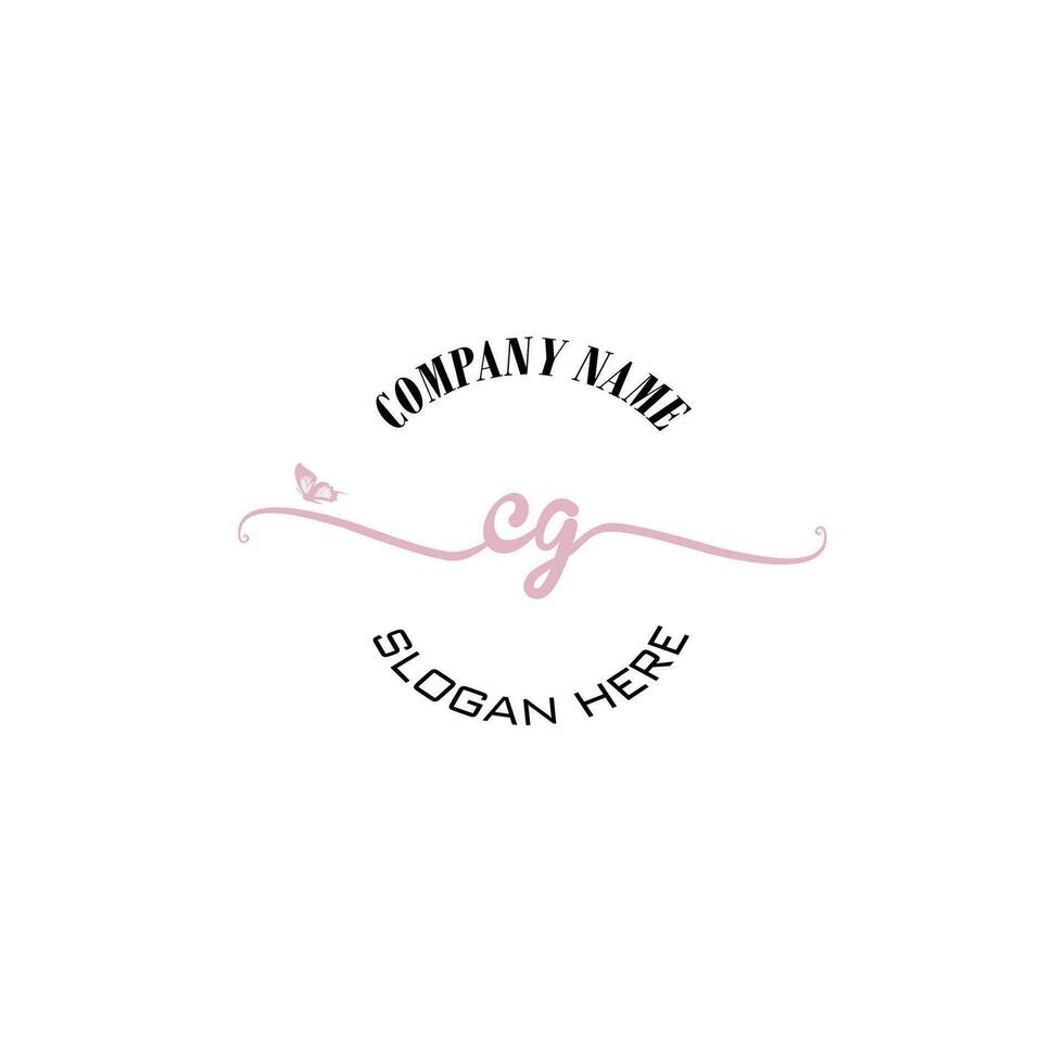 CG Initial logo monogram butterfly handwriting signature vector