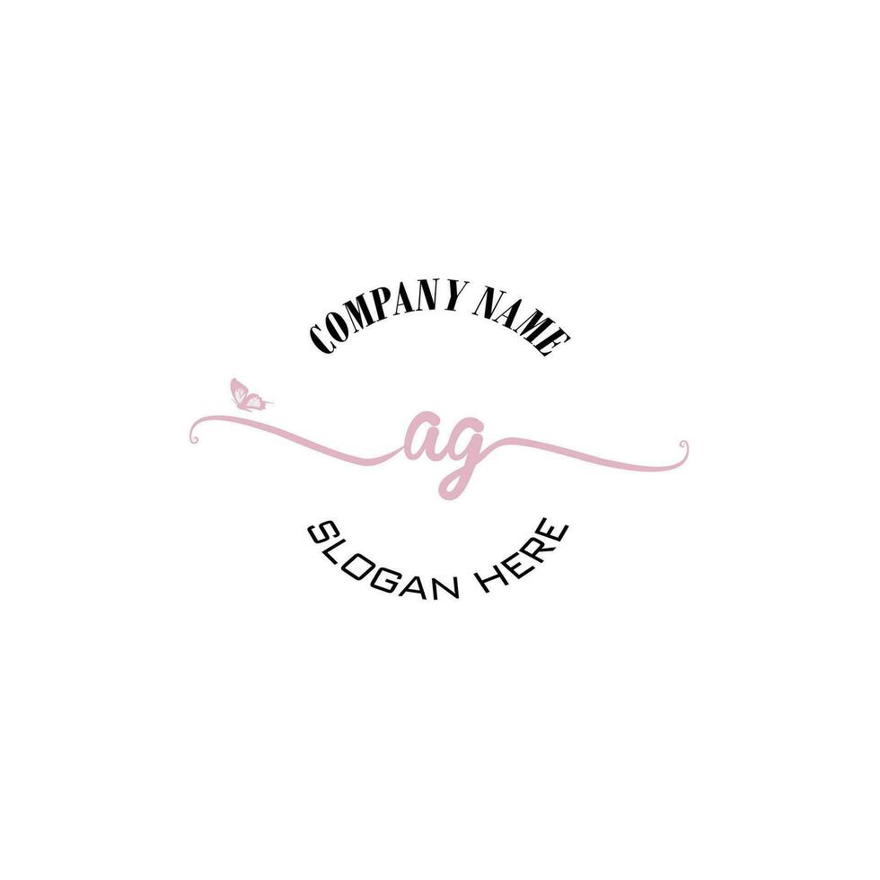AG Initial logo monogram butterfly handwriting signature vector