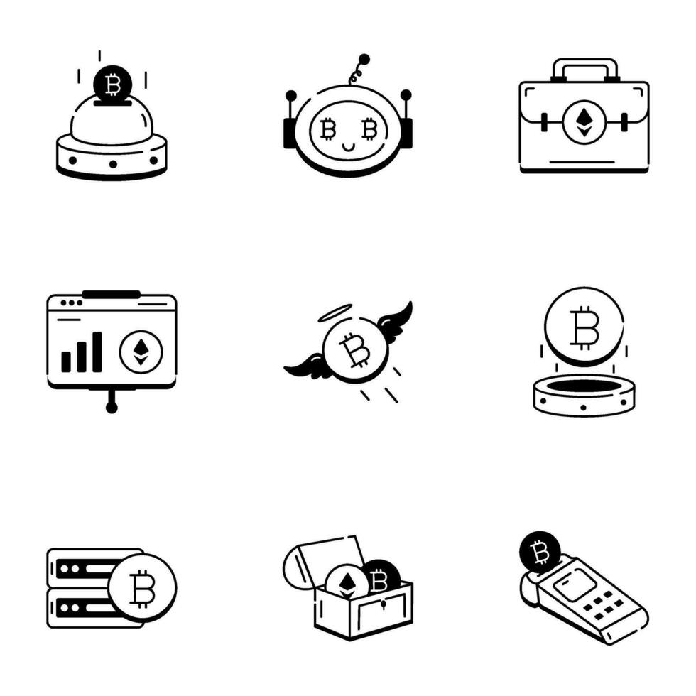 Bundle of Crypto Assets Linear Icons vector