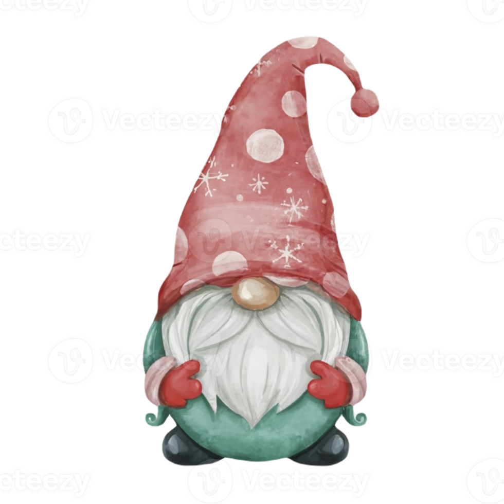 Christmas Gnome Wearing A Santa hat  AI Generative png
