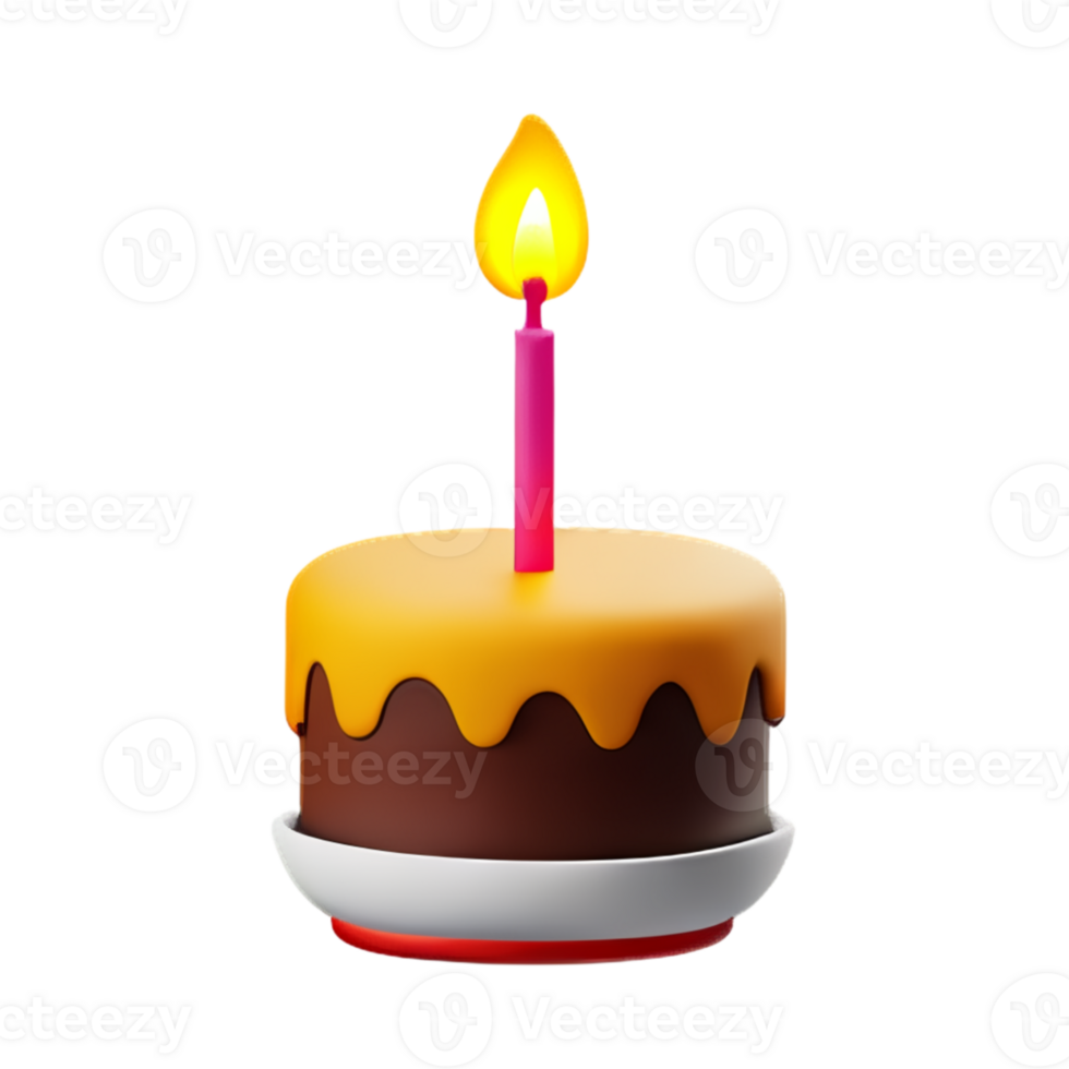 Cake Candle Birthday AI Generative png