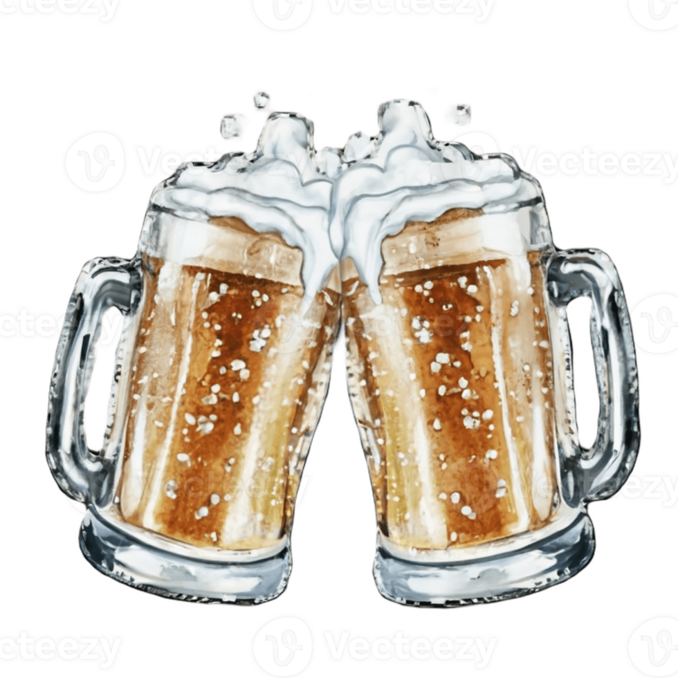 Two Beer Glasses Collide AI Generative png
