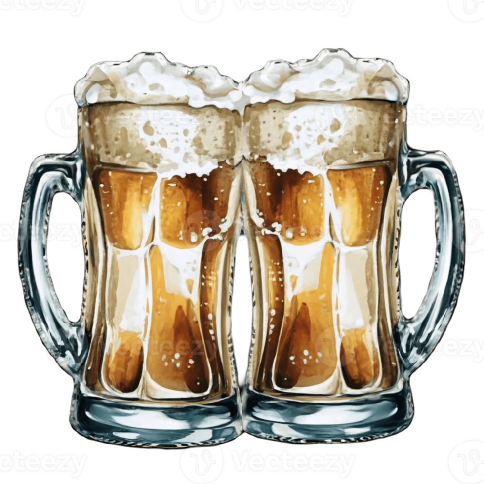 Two Beer Glasses Collide AI Generative png