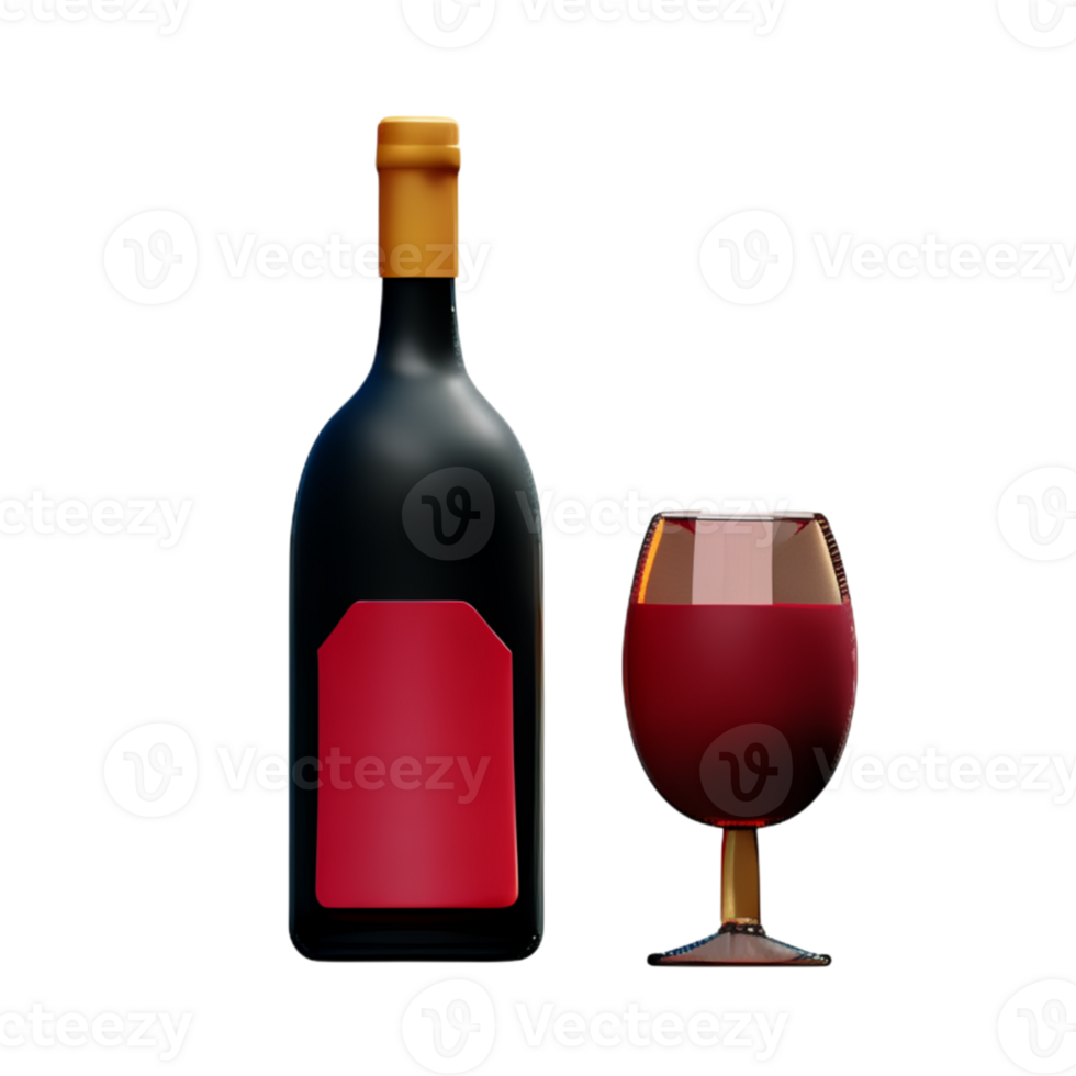 Wine Bottle With A Glass AI Generative png