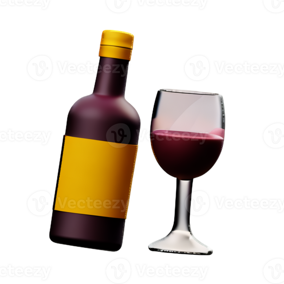 Wine Bottle With A Glass AI Generative png