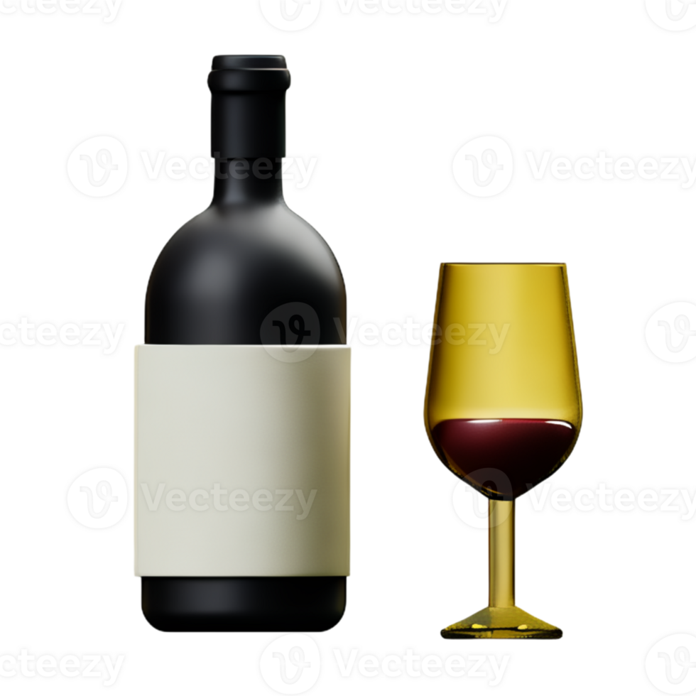 Wine Bottle With A Glass AI Generative png