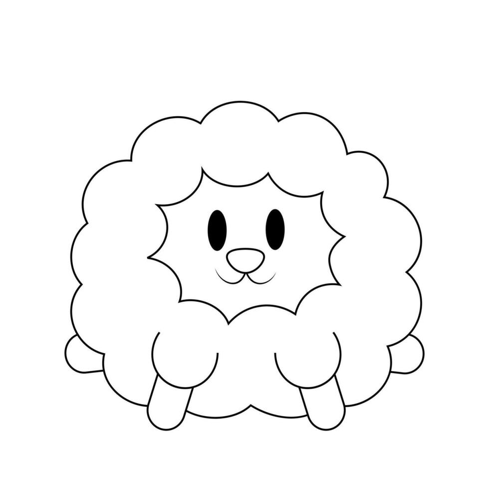 Cute cartoon fluffy sheep in black and white vector