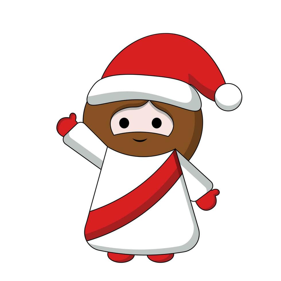 Cute God Jesus Christ with Christmas hat in color vector