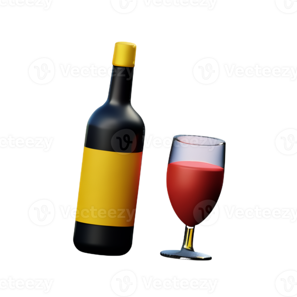 Wine Bottle With A Glass AI Generative png