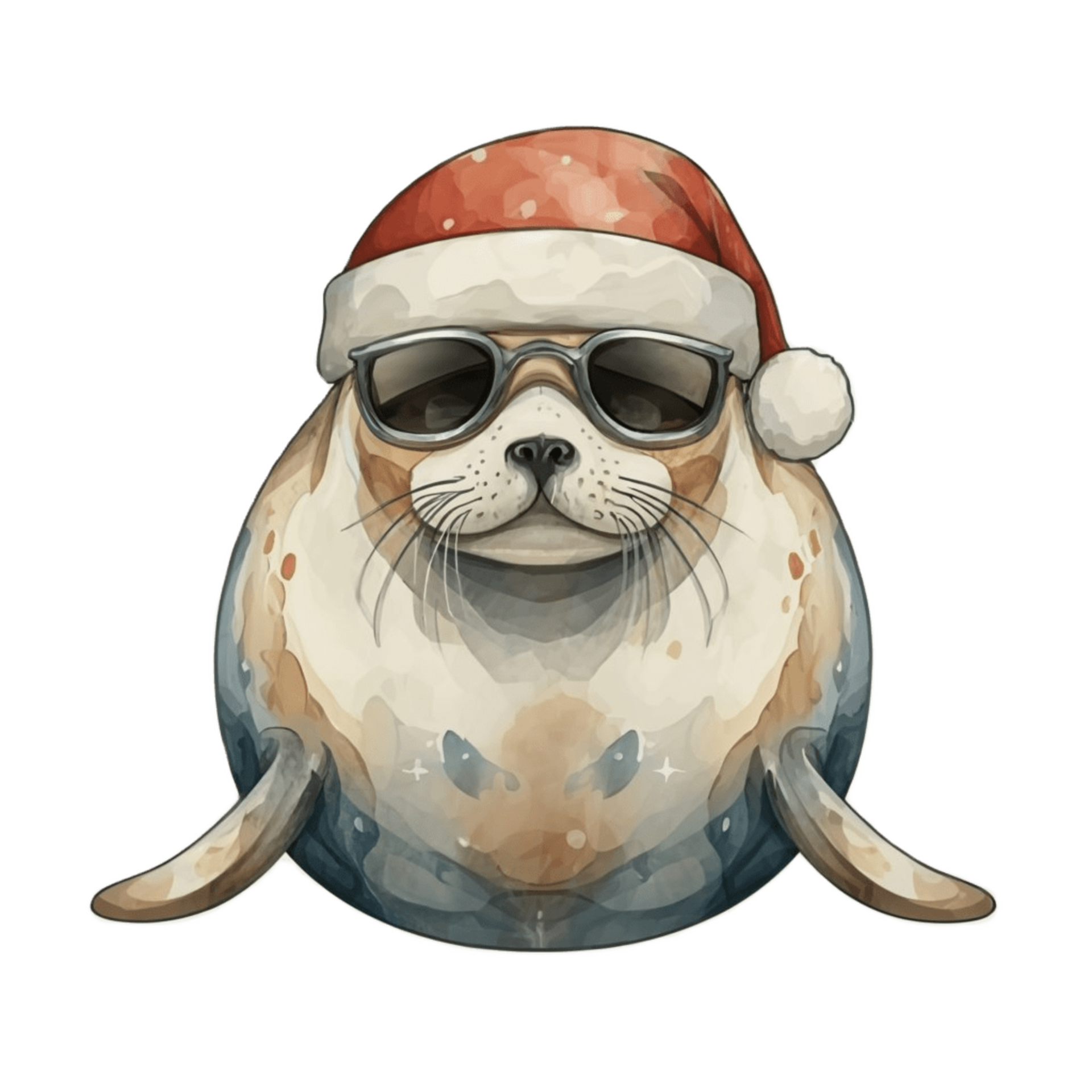 Seal Wearing Dark Glasses And A Santa Hat 34138412 PNG