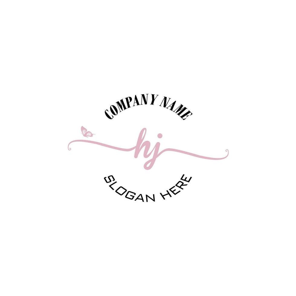 HJ Initial logo monogram butterfly handwriting signature vector