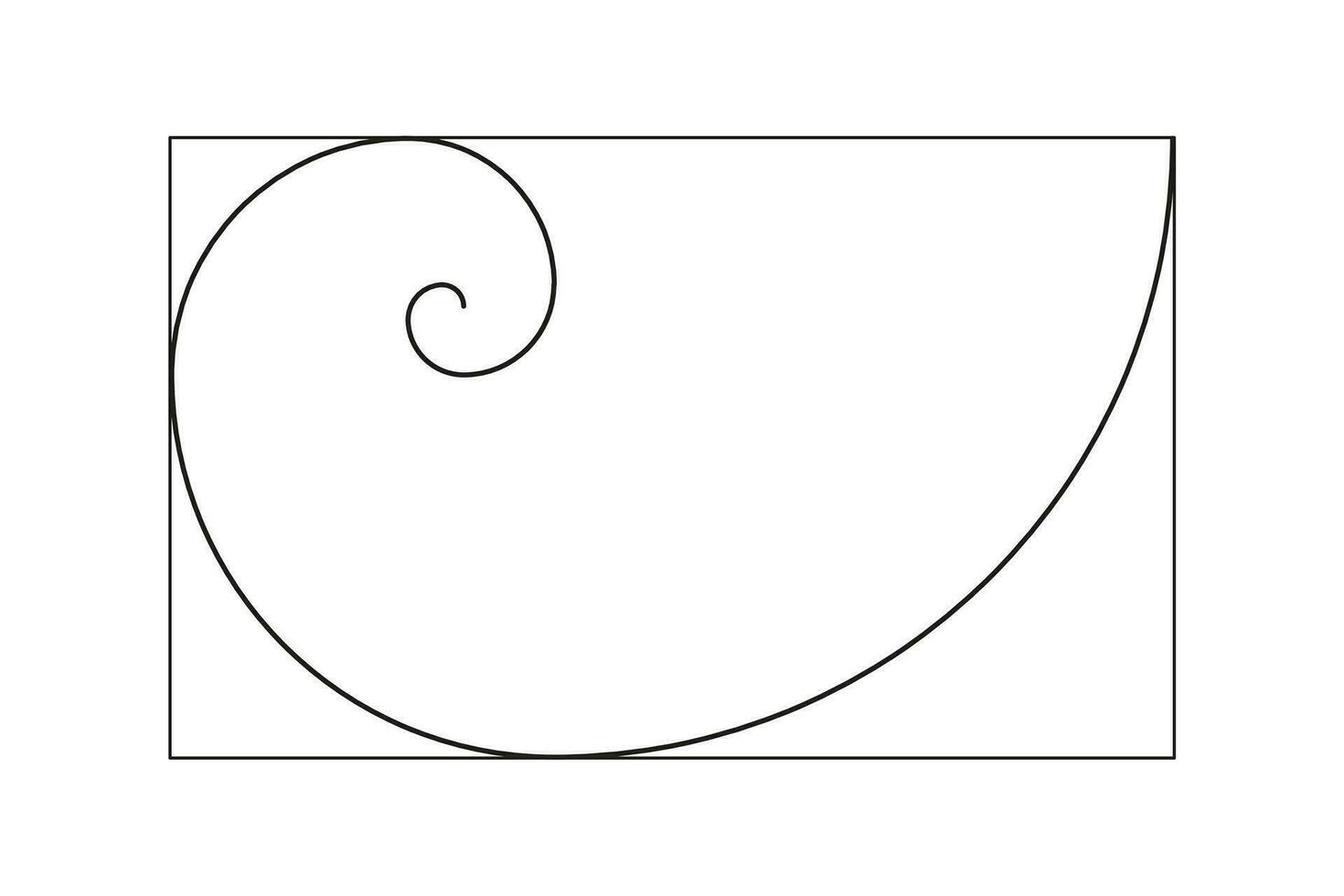 dorado proporción modelo. método dorado sección. fibonacci formación, números. dorado dimensiones. logarítmico espiral. vector contorno ilustración.