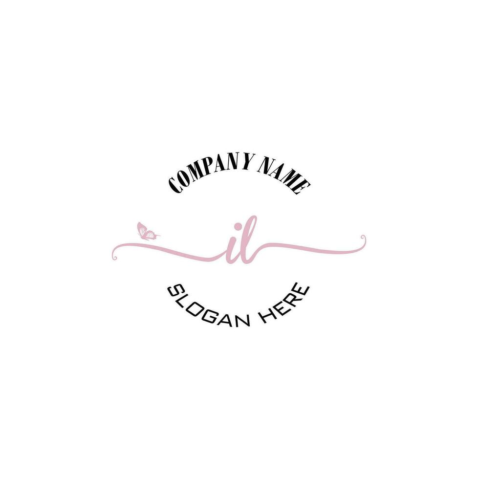 IL Initial logo monogram butterfly handwriting signature vector