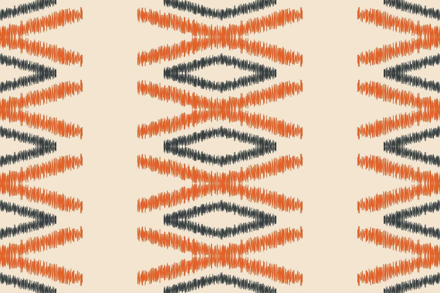 Ethnic Ikat fabric pattern geometric style.African Ikat embroidery Ethnic oriental pattern brown cream background. Abstract,vector,illustration.Texture,clothing,frame,decoration,carpet,motif. vector