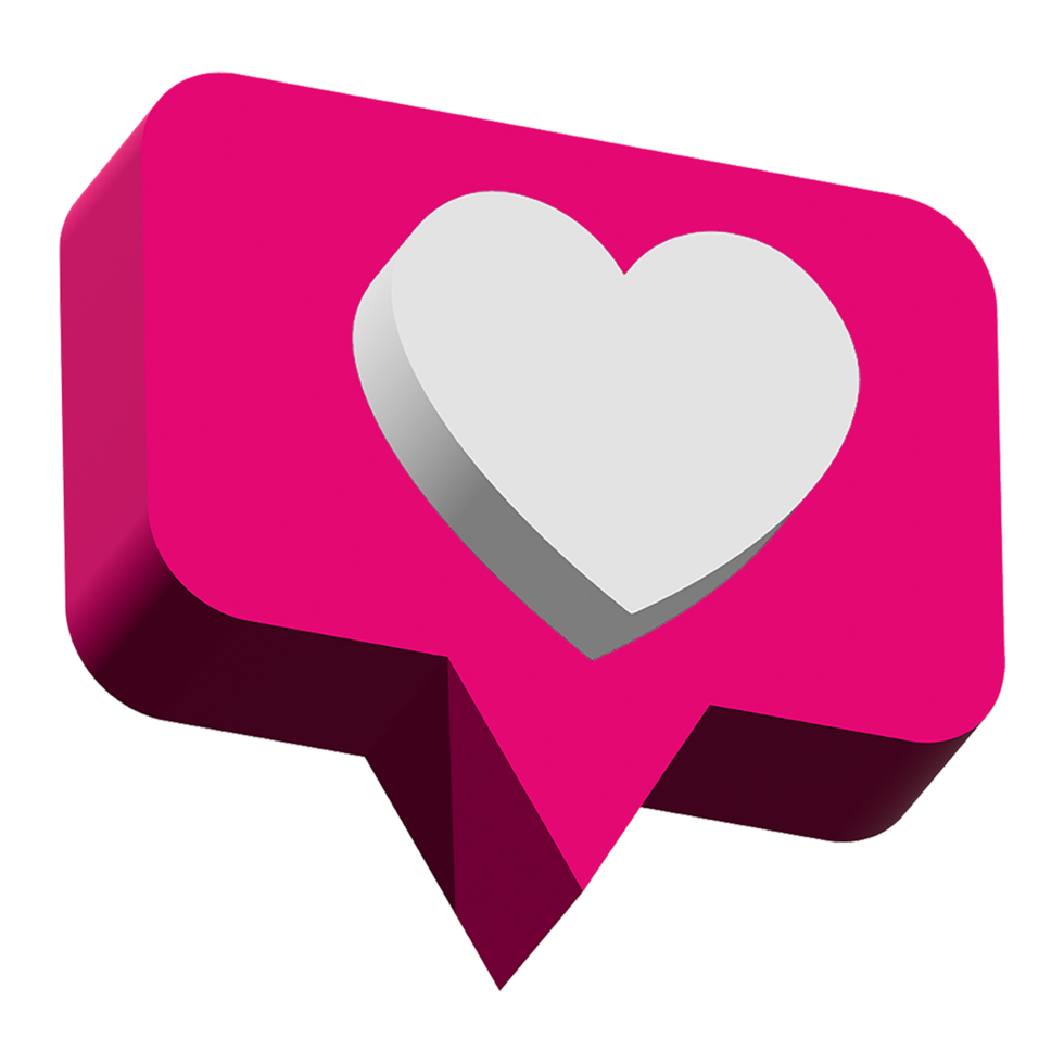 3d heart icon notification png