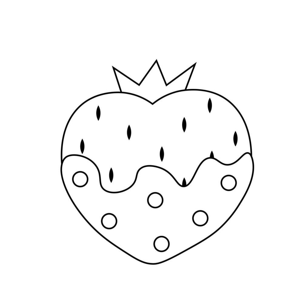 Strawberries in chocolate shaped Heart in black and white vector