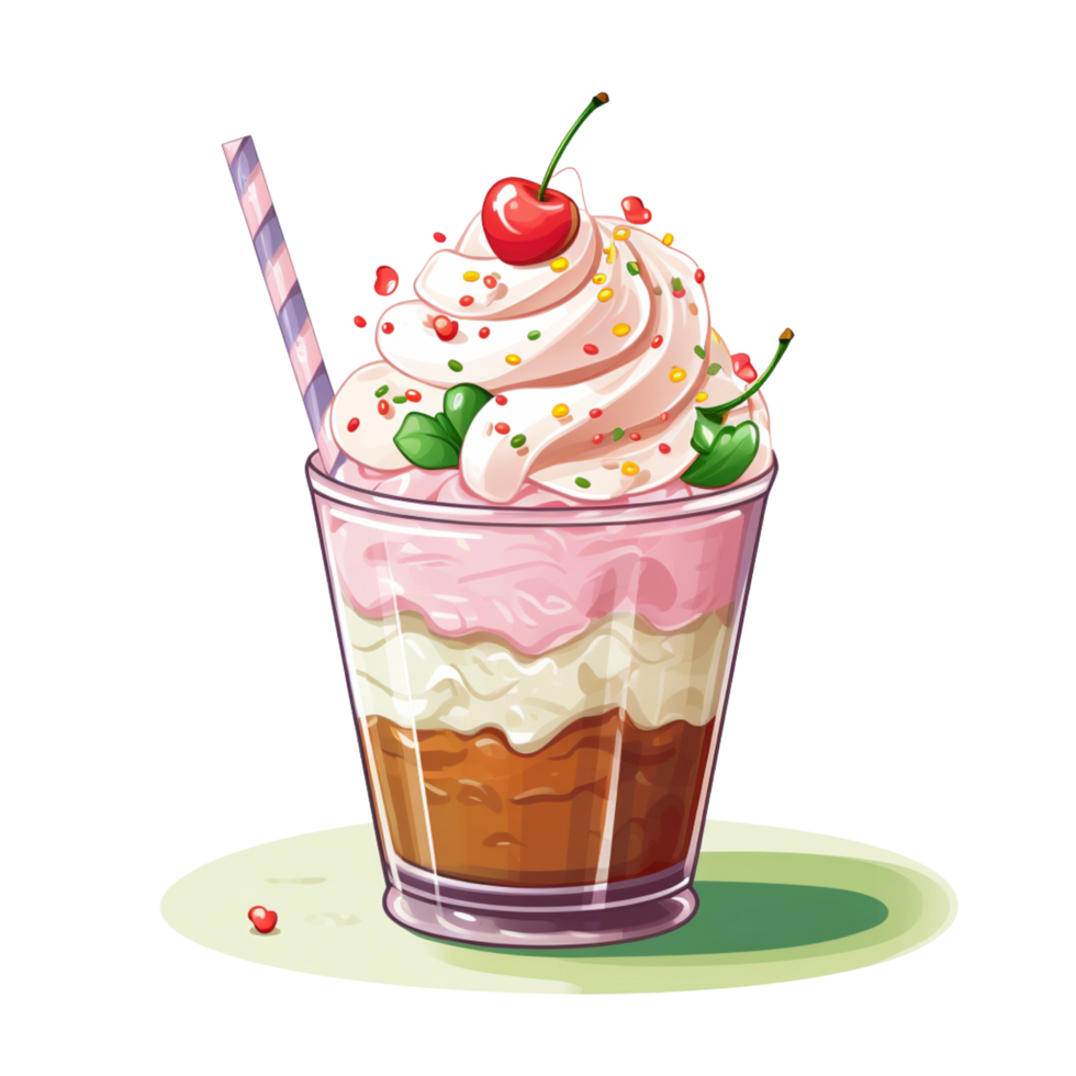 AI generative Sweet dessert Ice cream parfait green and red color for Christmas festival png