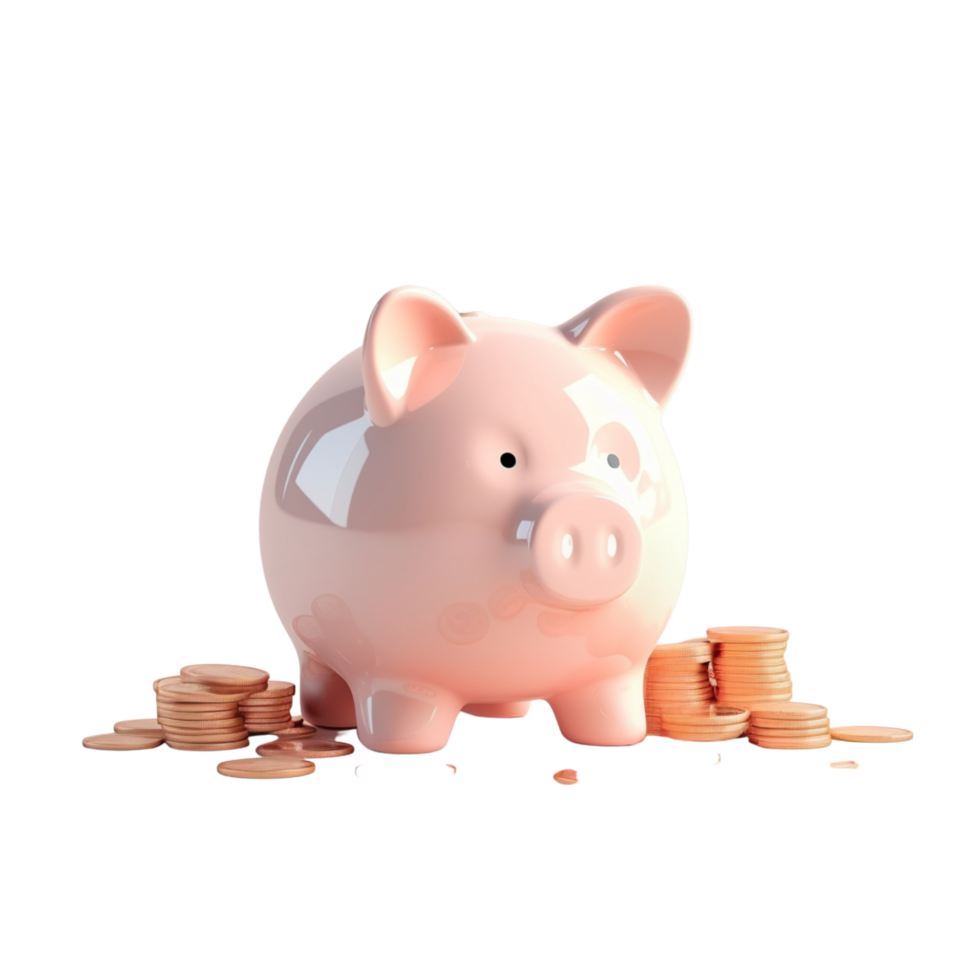 AI GENERATIVE piggy bank. Pastel background. 3D rendering. Financial and investment business concepts png
