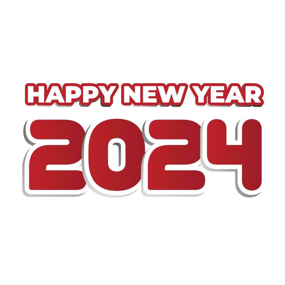 contento nuevo año 2024 rojo tipografía vector diseño