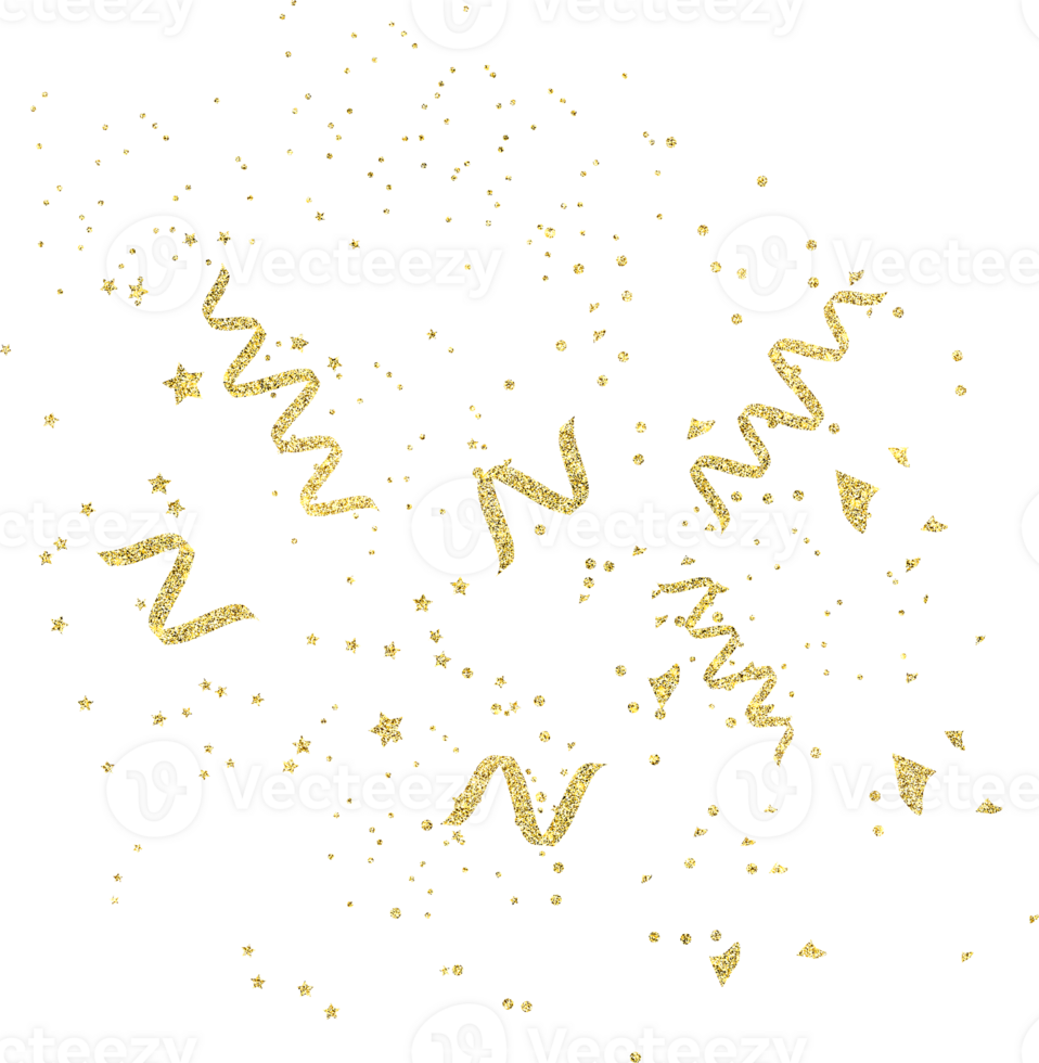 Golden decorative confetti png