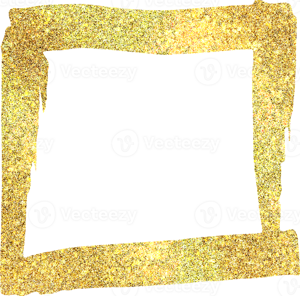 Golden hand drawn frame with glitter png