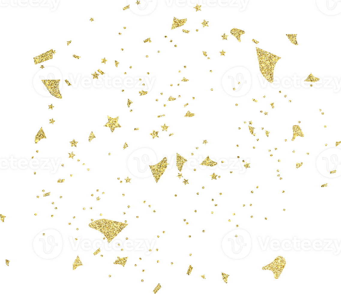 Golden decorative confetti png