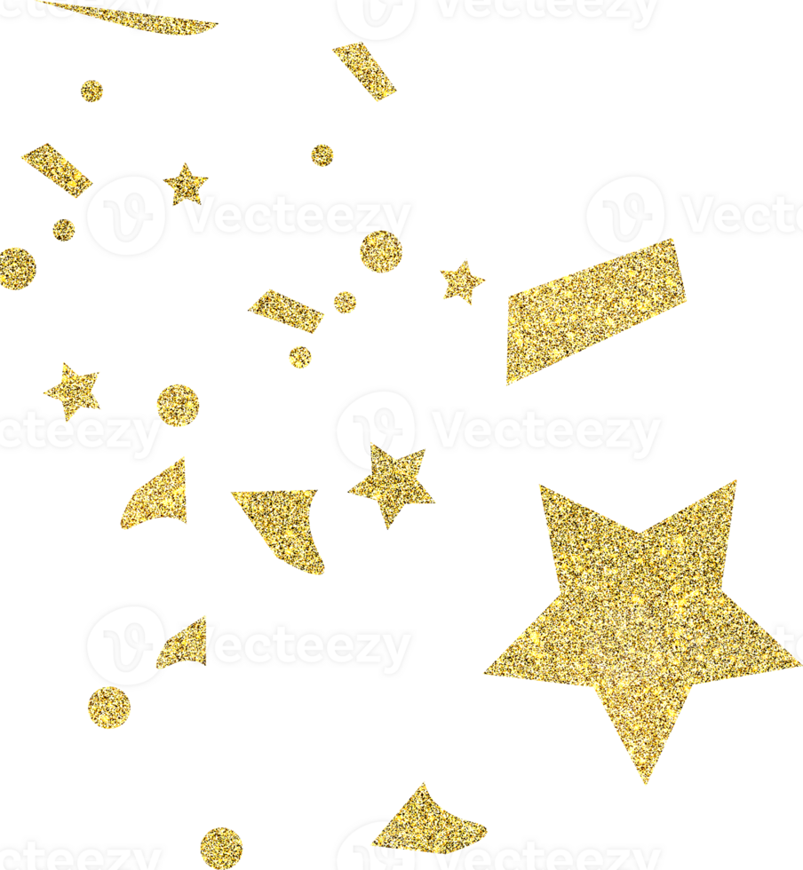 Golden decorative confetti png