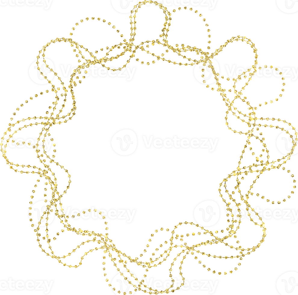 Golden decorative frame with glitter png