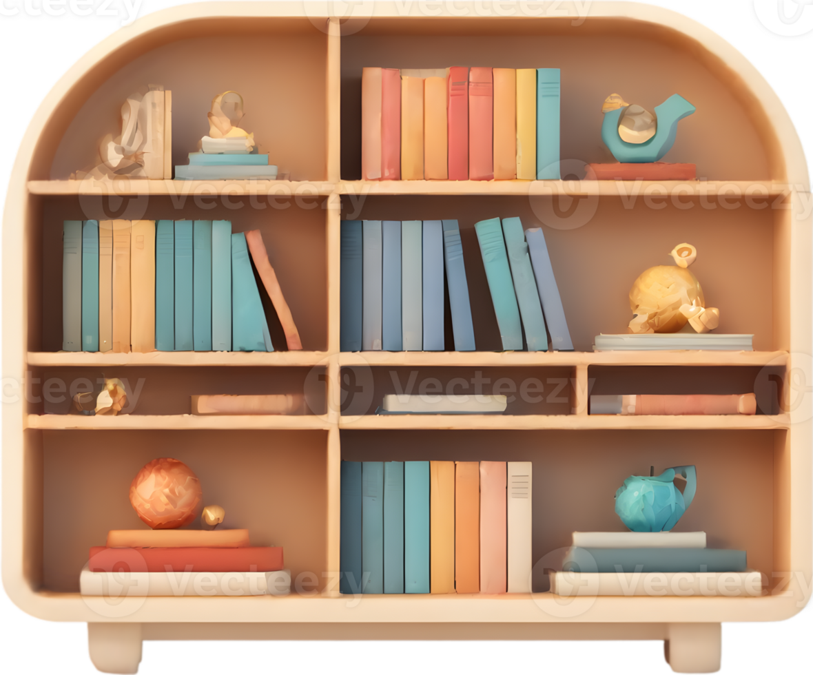 bookcase with books and globe png Ai generative