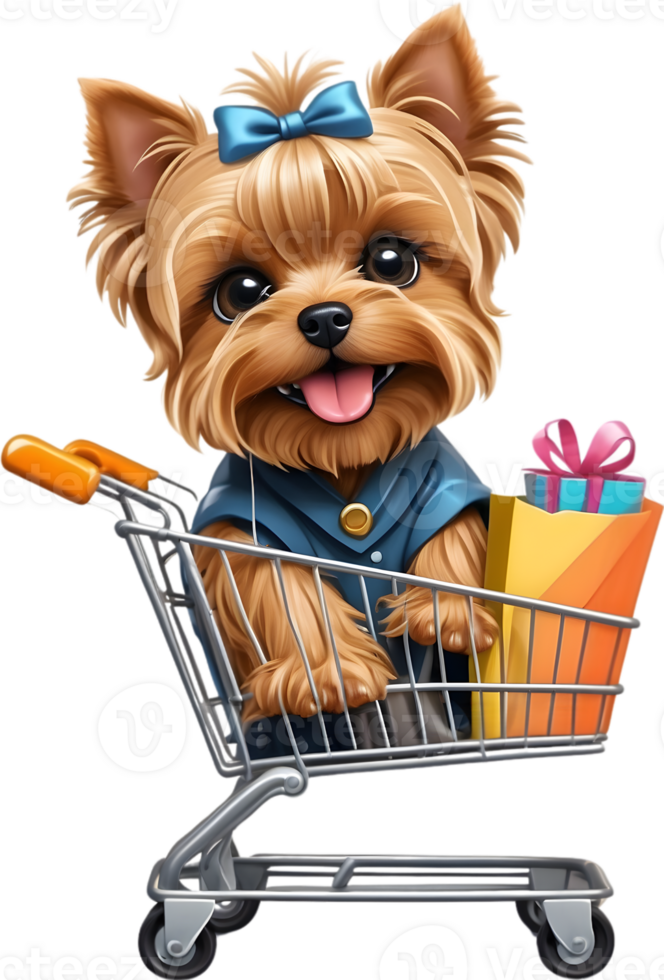 dog in shopping cart  Ai generative png