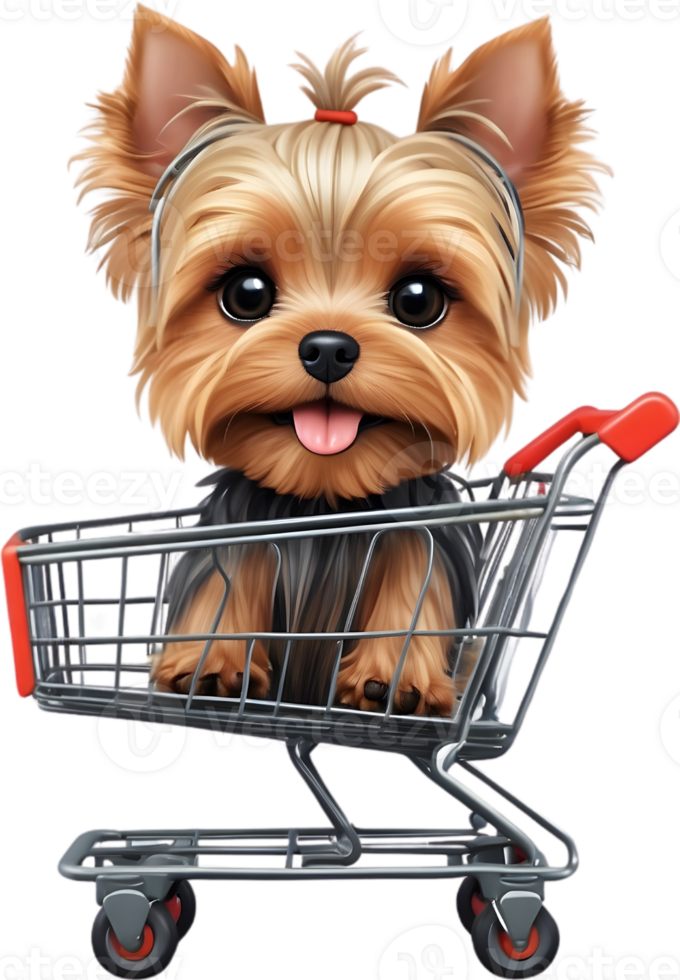 dog in shopping cart  Ai generative png