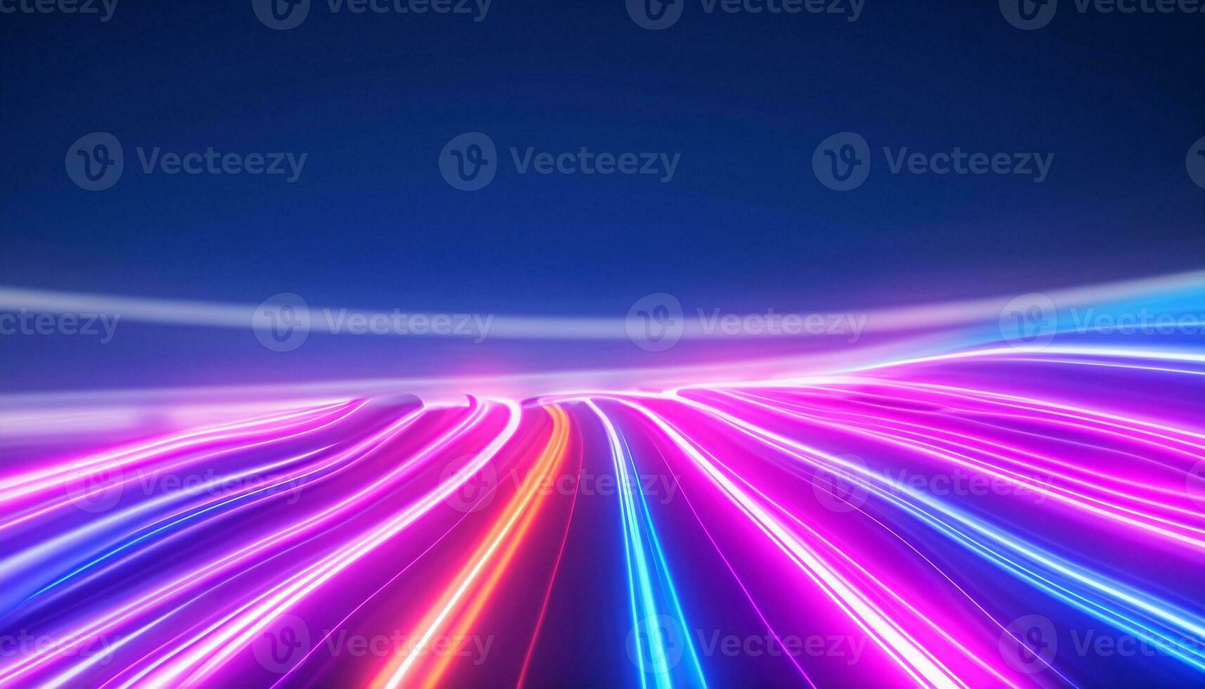 Abstract futuristic background with pink blue neon lines glowing in ultraviolet light, and bokeh lights. Generative AI photo