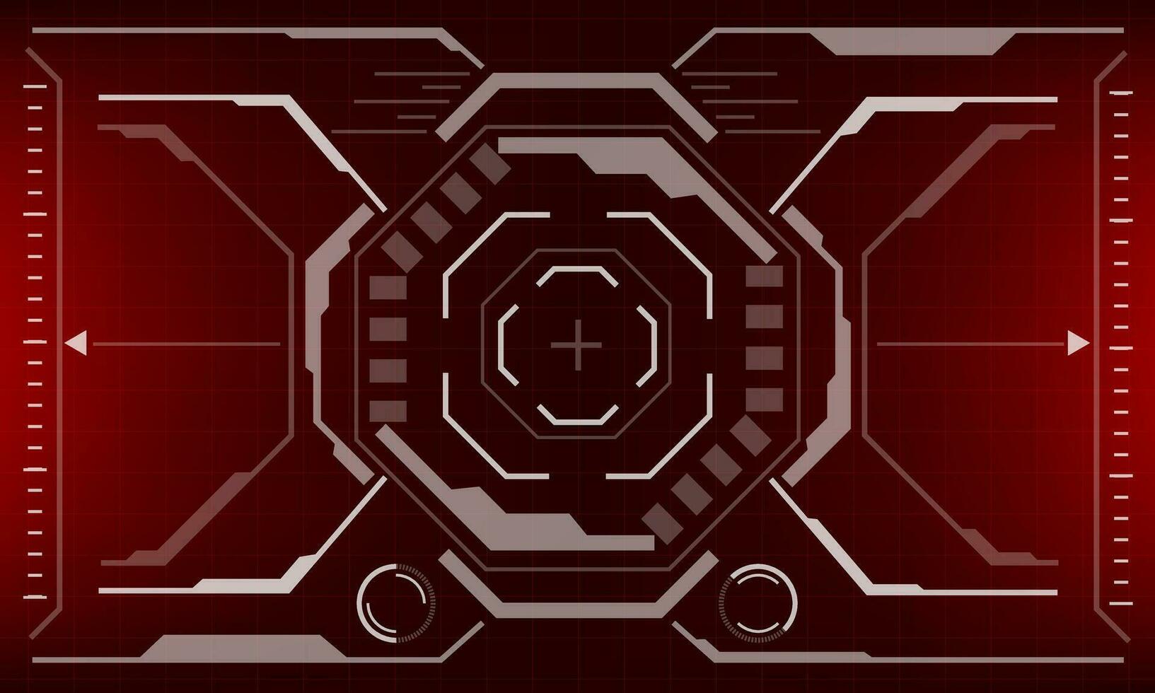 HUD sci-fi interface screen view white octagon geometric on red design virtual reality futuristic technology creative display vector