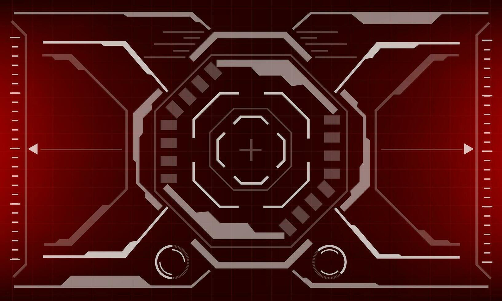 HUD sci-fi interface screen view white octagon geometric on red design virtual reality futuristic technology creative display vector