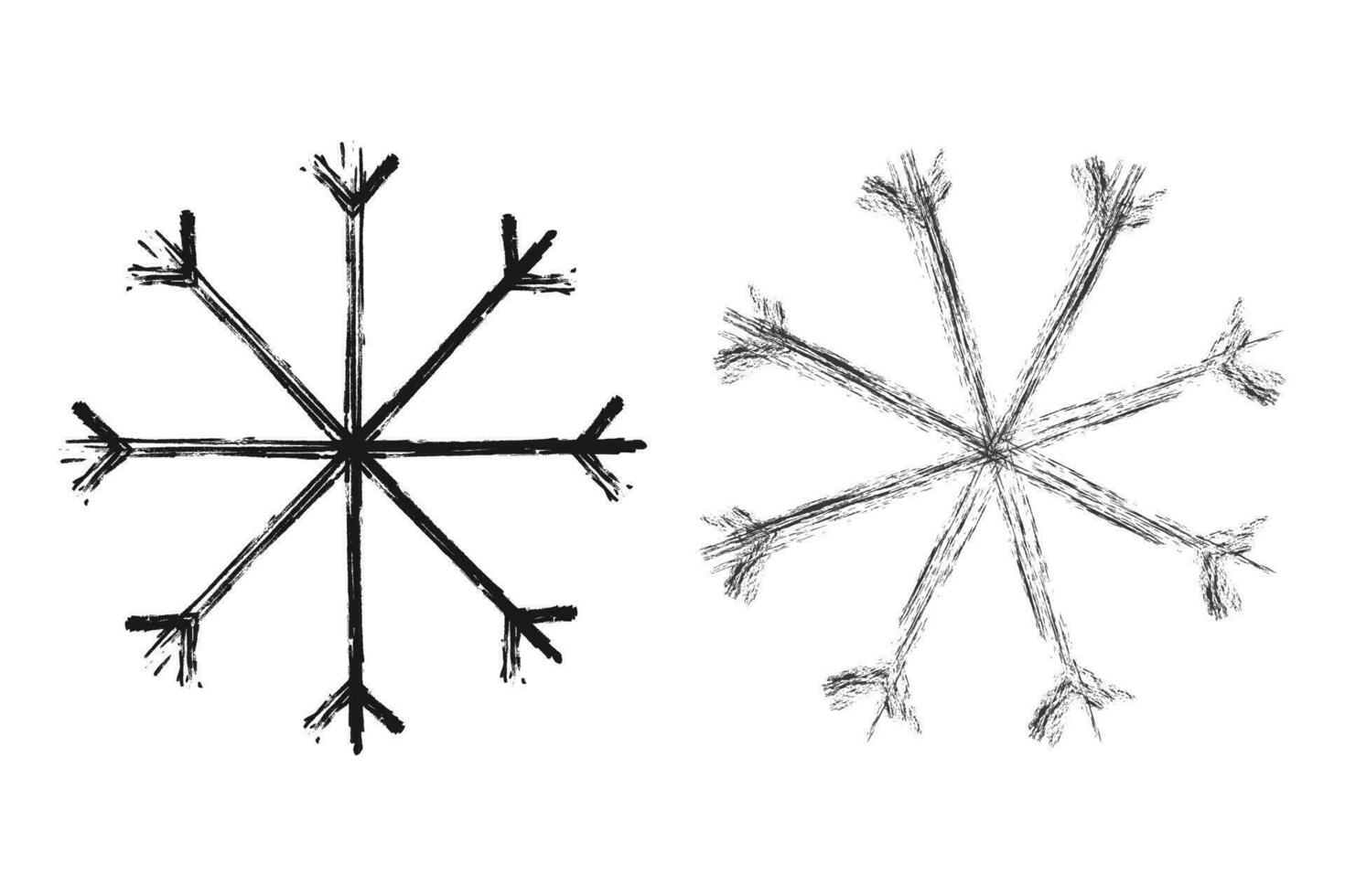 Set of 2 isolated hand drawn snowflakes. Design element for Christmas, winter and New Year greetings vector