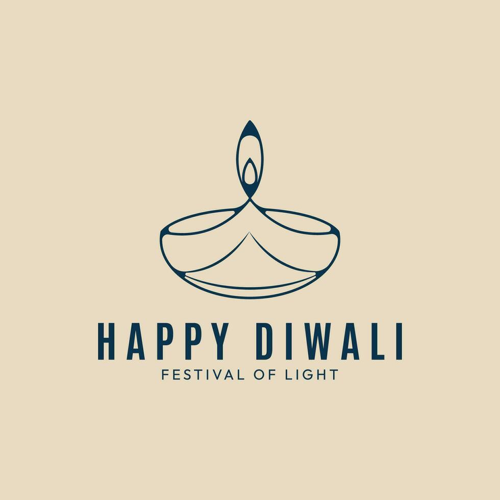 candle happy diwali  line art  logo minimalist vector design icon template illustration