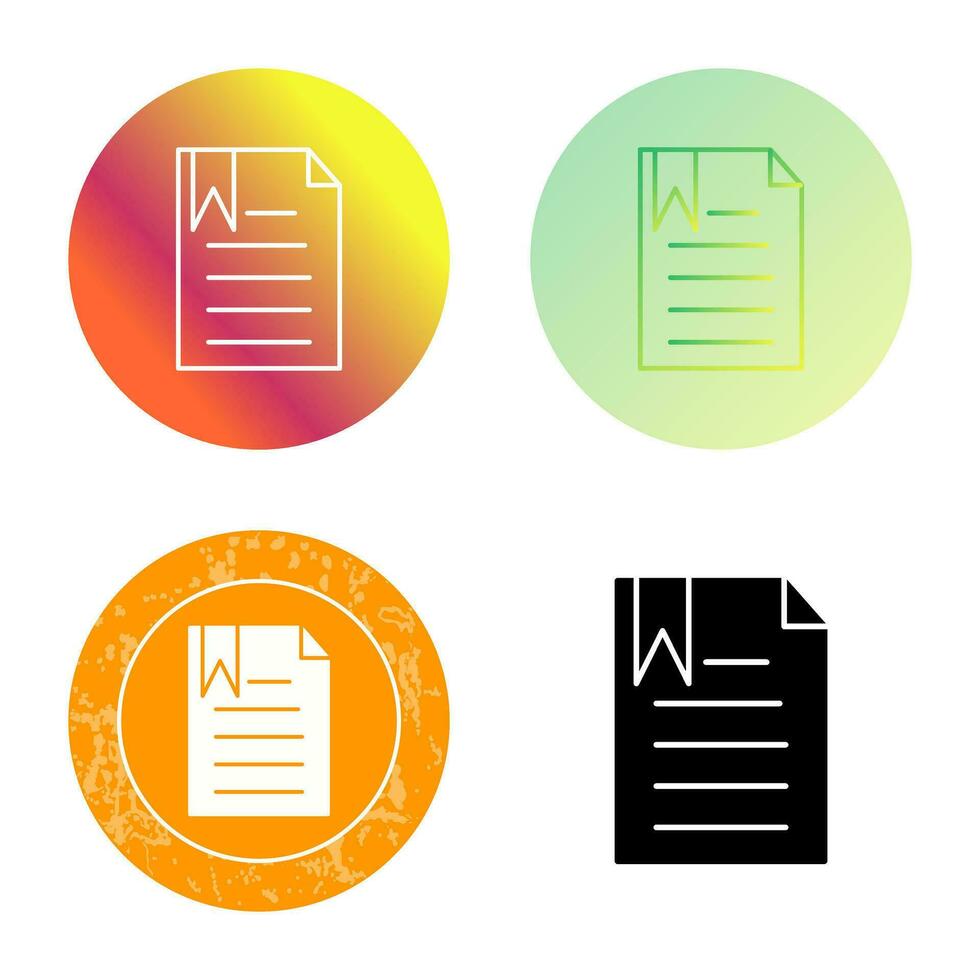 Unique Bookmarked Document Vector Icon