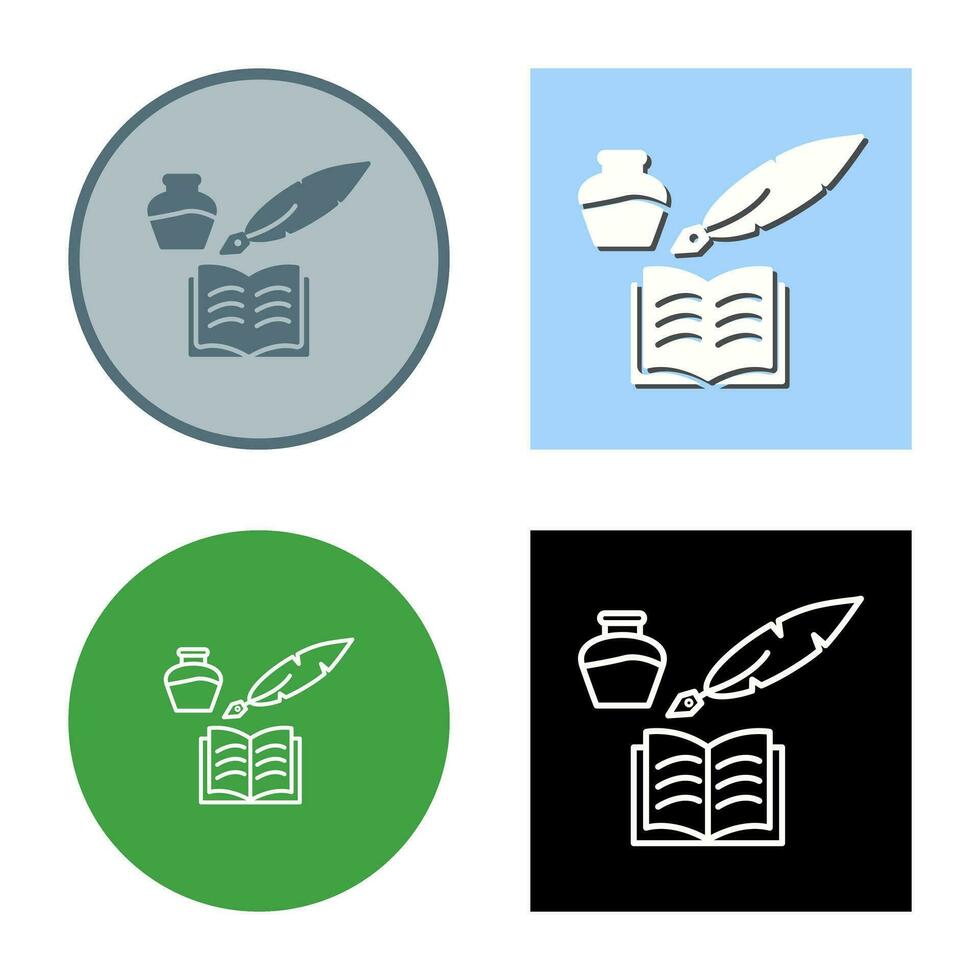 Unique Quill and Book Vector Icon