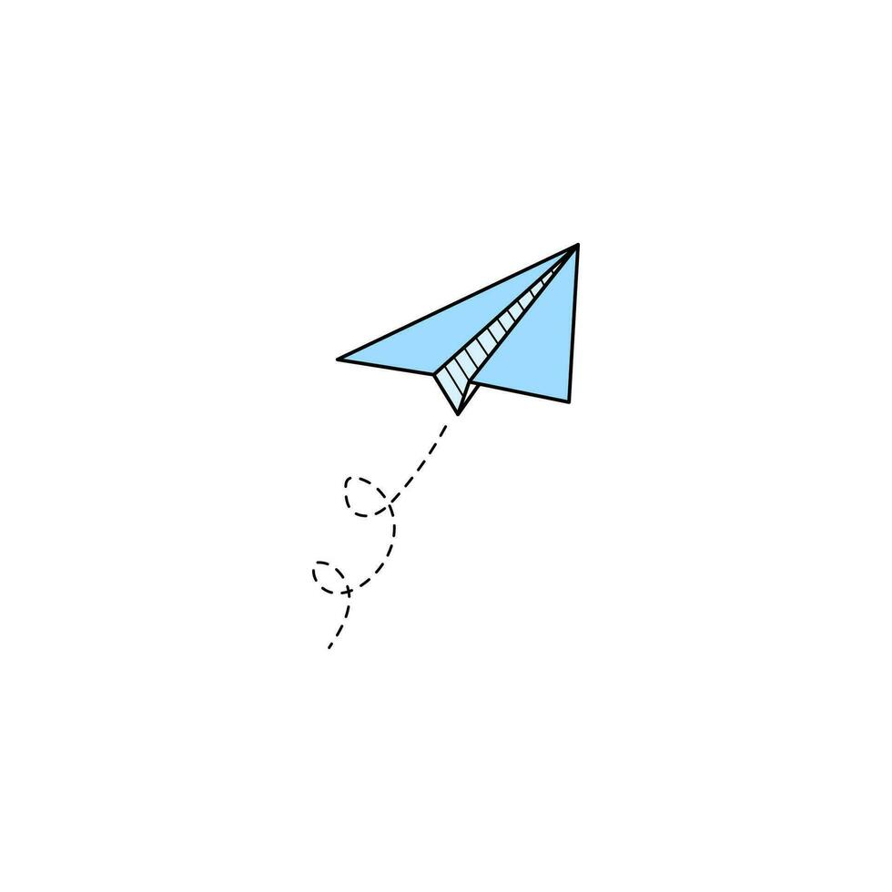 Paper airplane vector icon. Doodle outline