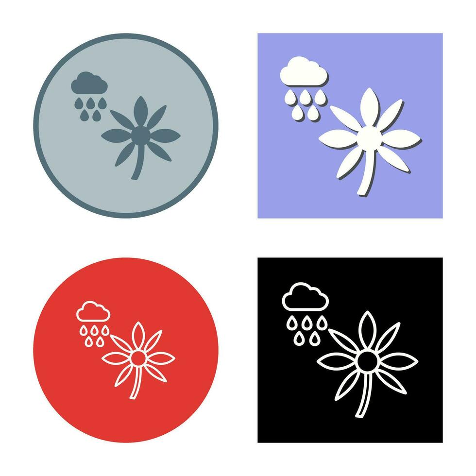 Flower with rain Vector Icon