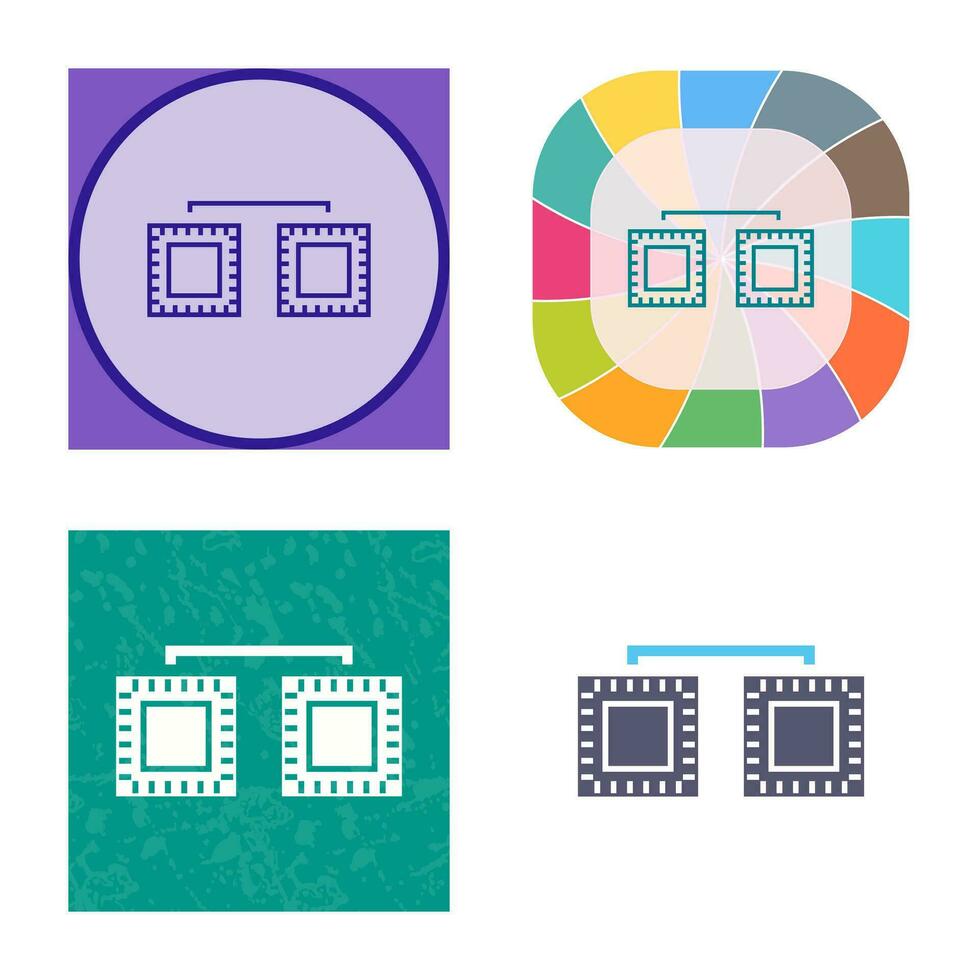 Unique Processors Connected Vector Icon