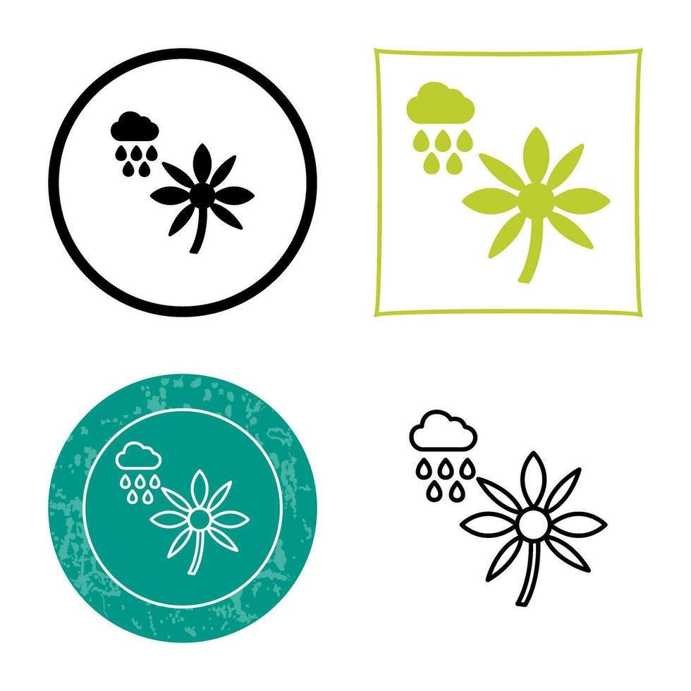 Flower with rain Vector Icon