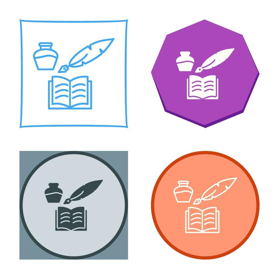 Unique Quill and Book Vector Icon