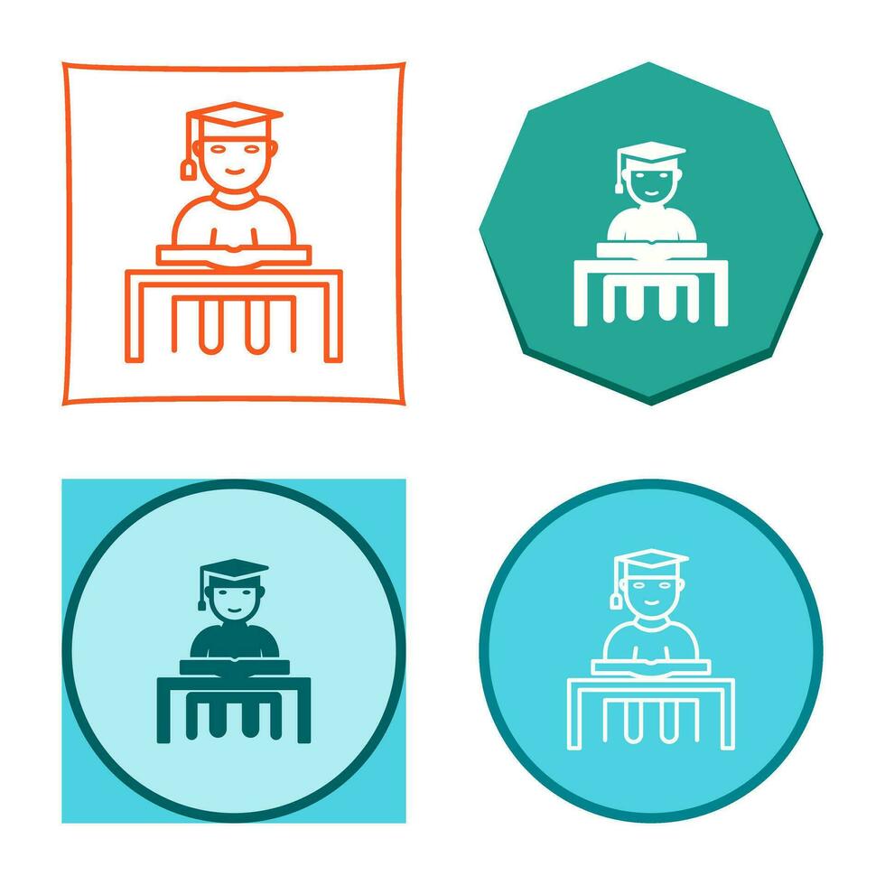 Unique Studying on Desk Vector Icon