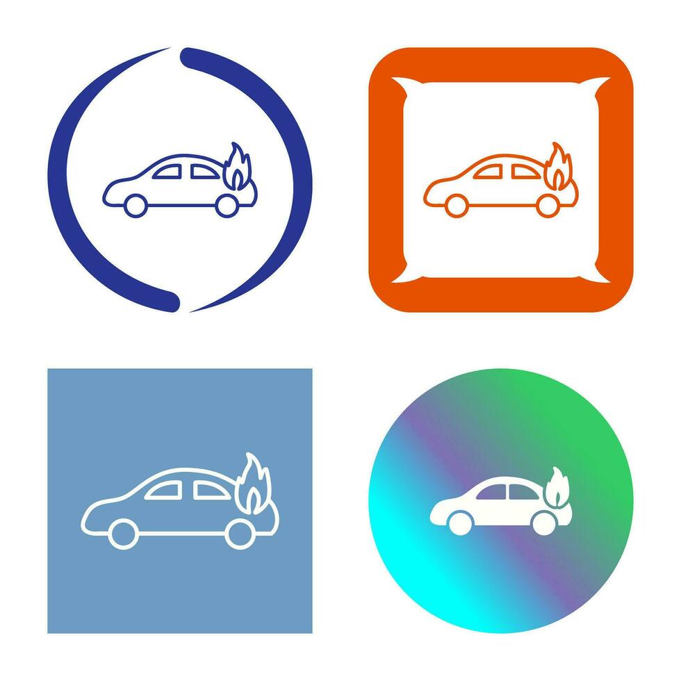 Unique Car on Fire Vector Icon
