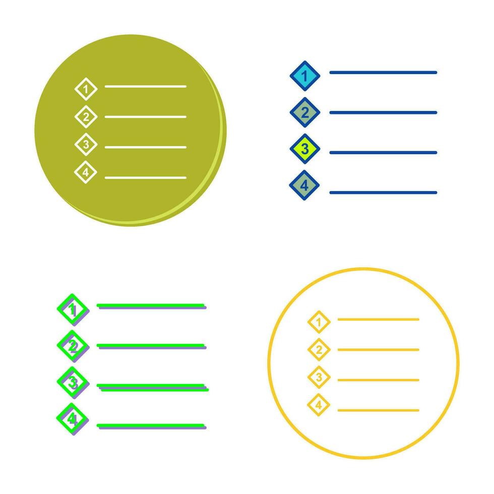 Unique Numbered list Vector Icon