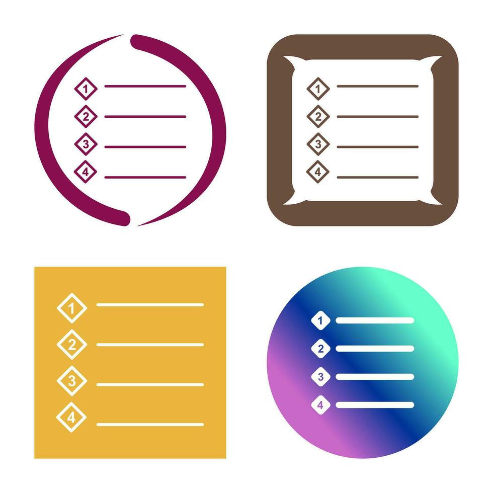 Unique Numbered list Vector Icon
