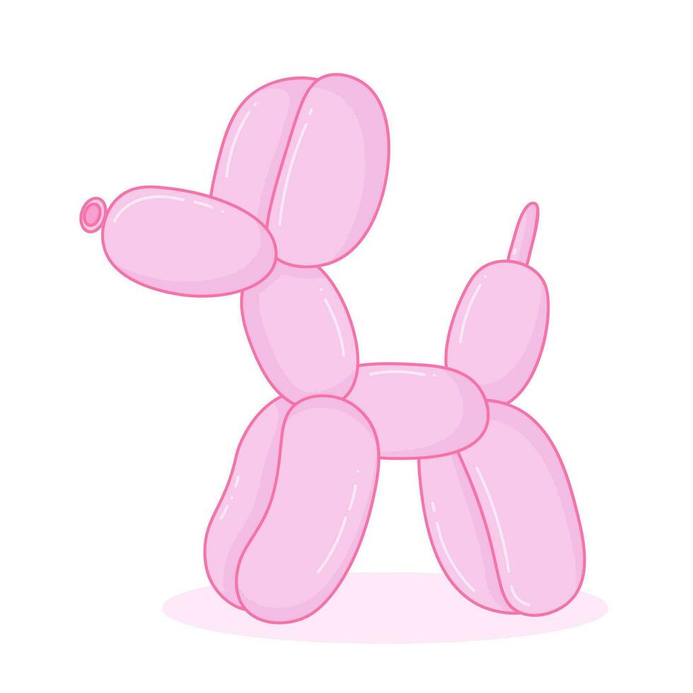 Cute pink balloon dog. Girly cartoon style. Nostalgia Y2K. vector